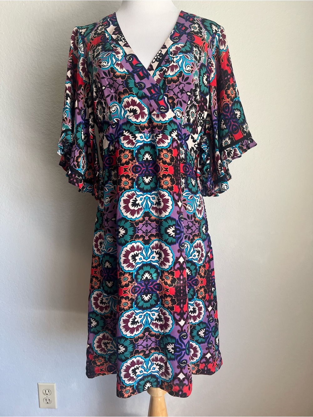 Nanette Lepore Surplice 100% Silk A-line Dress, 8